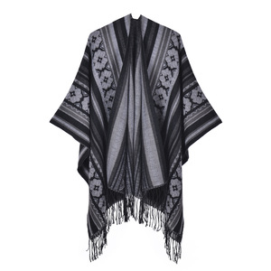 Wholesale 2026 Popular Ladies <b>Women</b> Mexican <b>Poncho</b> Winter Cape Open Front Long Warm Windproof Shawl Wrap <b>for</b> Fall Winter - Product Image 4