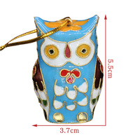 Ornamen Burung Hantu Natal Berlapis Tembaga dan Enamel Beijing - Hadiah Tradisional Klasik Buatan Tangan Murni