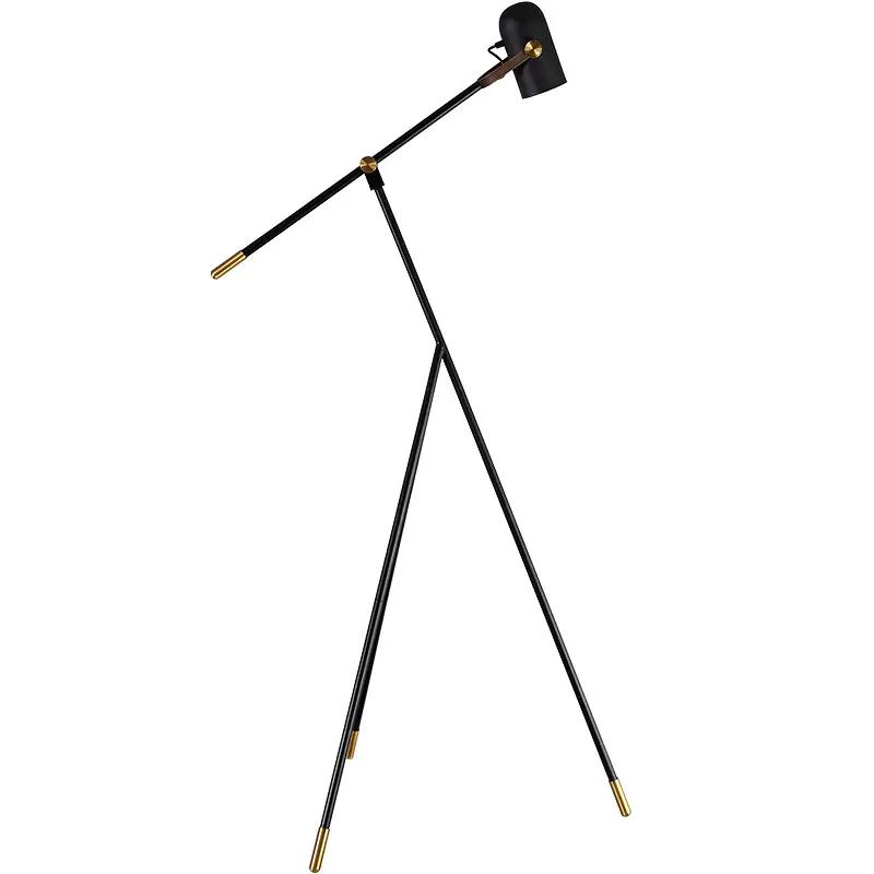 Industrial Tripod Floor Lamp Adjustable Lamp Arm Black Personality Metal Standing Floor Lights Art Decoration Minimalist Lamp