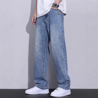 Jeans en denim délavé coupe ample taille mi-haute pour homme, style américain, nouvelle collection automne, tendance streetwear, directement de l'usine, best-seller transfrontalier