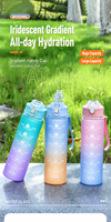 Nouvelle bouteille en plastique portable grande capacité avec poignée, style paille, pour étudiants et couples, design moderne et minimaliste, résistante aux hautes températures