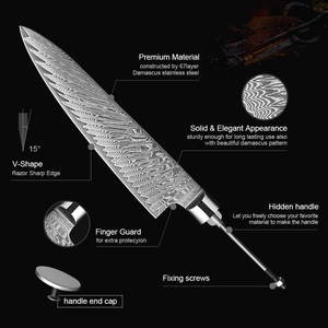 XITUO Lames de couteaux de cuisine vierges 1 à 9 pièces, en acier Damas 67 couches, pour montage DIY, haute dureté, outils de cuisine utilitaires, cadeau - Product Image 3