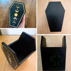 Soporte de <span class=keywords><strong>brochas</strong></span> de maquillaje gótico para decoración de escritorio de oficina de Halloween, portalápices de ataúd, suministros de oficina de Halloween, decoración de ataúd - Product Image 4