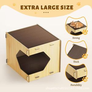 Rascador para gatos, elegante cama para gatos, casa para gatos en forma de cubo, diseño de muebles, juguetes para gatos, villa de madera para gatos - Product Image 2