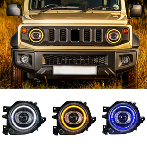 Phare avant pour <span class=keywords><strong>Suzuki</strong></span> <span class=keywords><strong>Jimny</strong></span> JB64/JB74 2018 - 2026, phare LED, feux de jour, clignotant, faisceau de route, œil d'ange - Product Image 1