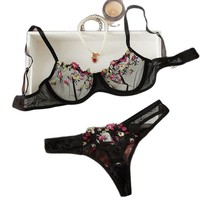 Offre Spéciale : Ensembles de Lingerie Florale Brodée en Dentelle Transparente Multicolore avec Armatures et Maille Fine – Sous-vêtements Exotiques pour Femme