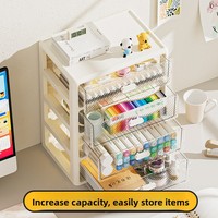 Boîte de rangement de bureau en plastique, tiroir multi-niveaux transparent, organisateur de cabinet avec poignée en PP, pour bureau, étudiant, maquillage