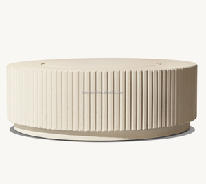 Sassanid Outdoor Limestone Fire Pit Hormigón reforzado con fibra de vidrio Reeded Plinth Round Fire Table - Product Image 3