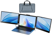 Moniteur portable USB S2 à trois écrans IPS LCD 14 pouces 1080P pour ordinateur portable, double écran, usage professionnel, haut-parleur intégré