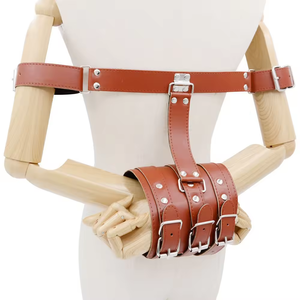 Cintura di Disciplina BDSM, Cinghie di Contenimento in Pelle per Tutto il Corpo, Manette per Mani Dietro la Schiena, Guanti con Maniche per Braccia, Prodotto Sessuale - Product Image 3