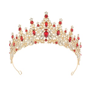Corona de Novia de Moda Barroca, Accesorios para el Cabello con Pedrería, Corona de Cumpleaños de Aleación Chapada en Oro para Boda o Compromiso - Product Image 3
