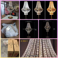 LEDA Offre Spéciale – Grand Centre de Table Doré avec Perles de Cristal et Support Miroir, Lustre Centre de Table pour Décoration de Table de Mariage et Événements