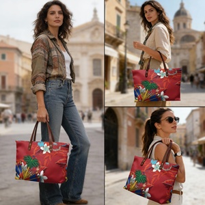<strong>Pink</strong> Haitian Pattern Vegan Leather <strong>Purse</strong> for Women with Top Handle Pacific Islander Handbags, Beach and Travel Tote Hobo Bags - Product Image 4
