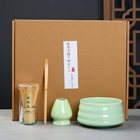Nouvel ensemble de tasses à thé matcha japonais en céramique trois pièces pour hôtels, coffret cadeau avec brosse à matcha, bol à thé et fouet à thé