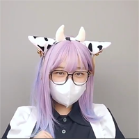 E0027 Serre-tête à oreilles de vache Cerceau à poils d'animaux avec nœud Ruban Cloche Serre-tête à oreilles de vache et cornes Accessoire pour déguisement