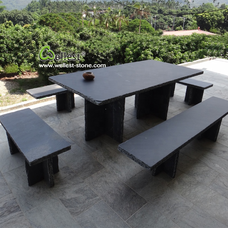 Современный уличный садовый каменный стол, обеденный стол, наборы барбекю