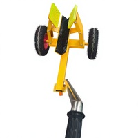 Chariot de transport robuste en fer thermolaqué jaune avec plateau en verre et 2 roues pour la manutention et le traitement des feuilles de verre