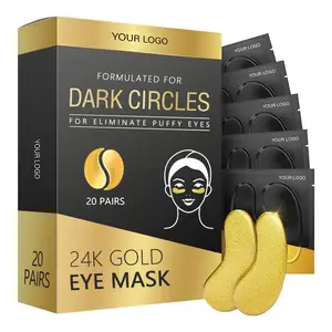 Máscara de olho de ouro 24k, máscara de colágeno sob os olhos, olheiras, anti-rugas, máscara de tratamento em gel
