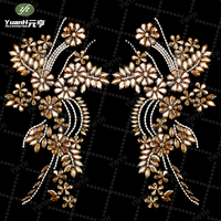 Prix usine 3D colle dos cristal appliques paires de patchs de strass de mariée pour la décoration de vêtement bricolage
