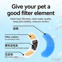 Filtre de rechange multicouche en coton et charbon actif pour fontaine à eau pour animaux de compagnie, distributeur d'eau pour chat, pour usage intérieur