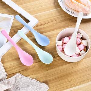 Eco-friendly Reusable Wheat Straw Soup Spoon Thickened Unbreakable Shiny Kids Dinner Spoon for Home School Kitchen Porridge - Product Image 3