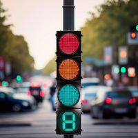 Module de feux de signalisation routière LED en plastique 100mm 200mm 300mm, rouge et vert, avec bouton-poussoir, alimentation secteur, installation fixe