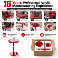 Table d'appoint rouge en acrylique élégante, anti-tremblement, minimaliste, haute transparence, qualité supérieure, acceptant les commandes en gros, directement de l'usine