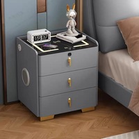 Mini table basse moderne en bois massif table de chevet lumière LED charge sans fil tiroir de refroidissement maison intelligente appartement meubles de chambre à coucher