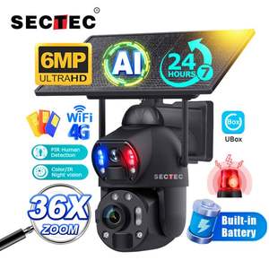 Sectec nuovo HD AOV 6MP 36X Zoom doppia lente doppia vista CCTV solare sicurezza 4G per esterni telecamera impermeabile in metallo - Product Image 1