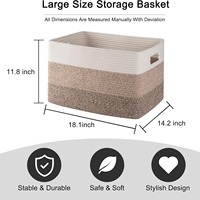 Panier de rangement carré surdimensionné en corde de coton pour couettes, sous-vêtements, vêtements sales et jouets de salle de bain