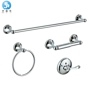 Ensemble d'accessoires de salle de bain Saint Ruijia en acier inoxydable, 4 pièces, chromé, porte-serviettes, porte-papier toilette, accessoires de salle de bain - Product Image 1