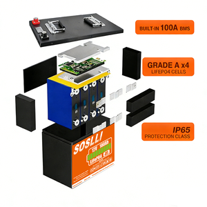 <span class=keywords><strong>Batterie</strong></span> LiFePO4 SOSLLI <span class=keywords><strong>12V</strong></span> 100Ah de qualité supérieure, robuste, 1,28 kWh, pour système d'éclairage solaire LED et alimentation de secours - Product Image 6