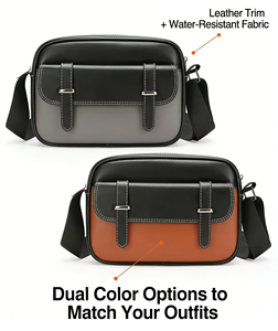 Bolso <span class=keywords><strong>Bandolera</strong></span> para <span class=keywords><strong>Hombre</strong></span> de Dos Tonos <span class=keywords><strong>con</strong></span> Bloques de Color, Bolso Cuadrado para Cámara de Cuero PU <span class=keywords><strong>con</strong></span> Correa Ajustable, Bolso de Hombro Casual Retro <span class=keywords><strong>con</strong></span> Logotipo Personalizado - Product Image 4