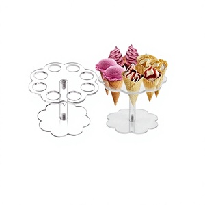 Ensemble de 2 supports à cornets de glace en acrylique transparent de qualité supérieure, taille moyenne, à prix avantageux - Product Image 1