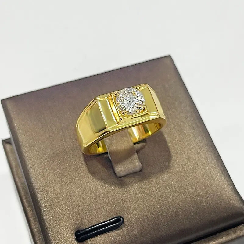 Мужское обручальное кольцо с бриллиантом, 1 карат, 925 из белого золота