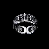 Bague ouverte ajustable en alliage, style rétro punk vintage, avec croix sculptée, bijou de doigt pour homme, idéale pour les motards