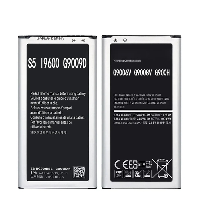 Original Replacement Battery for Samsung EB-BG900BBE Galaxy S5 G900M G9008V G900S G900F 9006V 9006W 9008W EB-BG900BBC Battery