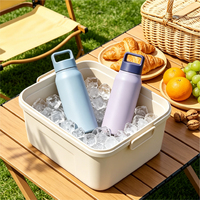 Bouteille d'eau isotherme personnalisée en acier inoxydable 18/8 avec boucle de transport et couvercle à vis, gourde portable à double paroi isolée pour le voyage et la salle de sport