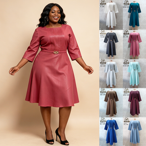 <span class=keywords><strong>Abiti</strong></span> da Chiesa alla Moda per Donne, <span class=keywords><strong>Eleganti</strong></span> e Casual, <span class=keywords><strong>con</strong></span> <span class=keywords><strong>Maniche</strong></span> Lunghe e Colletto Quadrato, Vestito Plissettato da Ufficio, <span class=keywords><strong>Abiti</strong></span> Africani per Donne - Product Image 3