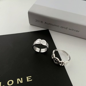 S925 Sterling <b>Silver</b> Hollow Smiley Face <b>Ring</b> For Women Simple <b>Adjustable</b> Design Gift Jewelry - Product Image 4