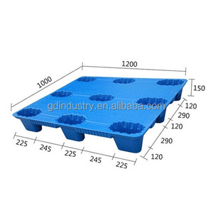 Stapelbare Neun-Fuß-Skids aus Blasform-HDPE-PP-Kunststoff, Schwerlastpalette 1200*1000mm 1200x1000mm 120x100cm 1200*1000cm - Product Image 1