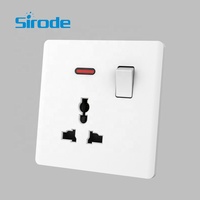 Sirod T10 Series estándar británico ultradelgado Color blanco 1 Gang 5 pines multifunción enchufe conmutado de pared eléctrico para el hogar