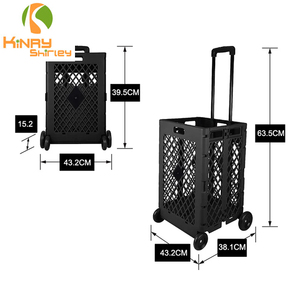 Gói và cuộn ráp xách tay có thể gập lại gấp nhựa hàng tạp hóa mua sắm Xe đẩy giỏ hàng với bánh xe - Product Image 2