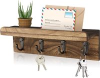 Porte-clés mural rustique en bois, étagère à crochets pour clés, organisateur de courrier et de lettres pour entrée, support de rangement de style ferme pour la maison