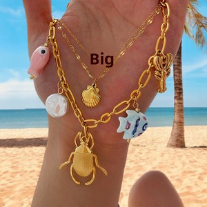 Collar Estilo INS de ASu con Colgantes de Cobre y Bambú con Temática Oceánica, Estrella de Mar, Concha, Tortuga, Caballito de Mar, Collar Delicado para Mujer - Product Image 1