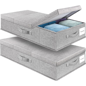 Organisateur multifonctionnel pliable grande capacité sous le lit, ensemble de boîtes de rangement minimalistes en PP pour couettes et serviettes, avec couvercle réutilisable - Product Image 1