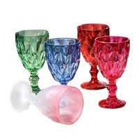 Grand Verre à Vin Classique en Verre et Plastique Réutilisable 220ml Bleu Vert Rouge Gris Style Vintage pour Mariage