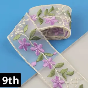Nouvel accessoire en dentelle d'organza Xixiu de style ethnique rétro, broderie florale de style chinois, code-barres, DIY, pour vêtements, col de Hanfu - Product Image 6