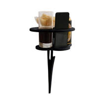 Mini tables rondes pliantes en bois portables, tables de pique-nique pliables pour la pelouse, la plage, porte-verres à vin, support de table d'extérieur avec pied pointu