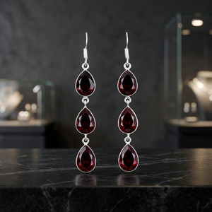 Red Garnet <b>Earring</b>, <b>Earring</b>, Handmade <b>Earring</b>, Antique <b>Earring</b>, Red Garnet Gemstone, Gifts For Mother, Jewelry For Her - Product Image 6